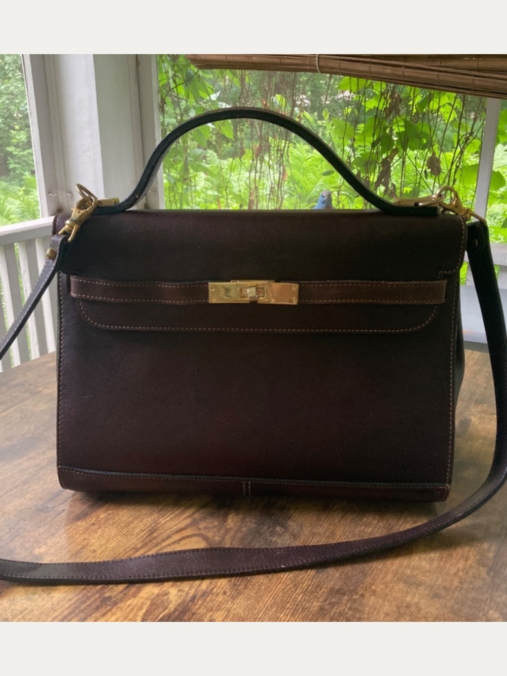 Manper Vintage Argentine Leather Handbag Brown Cuero Vaca Flor